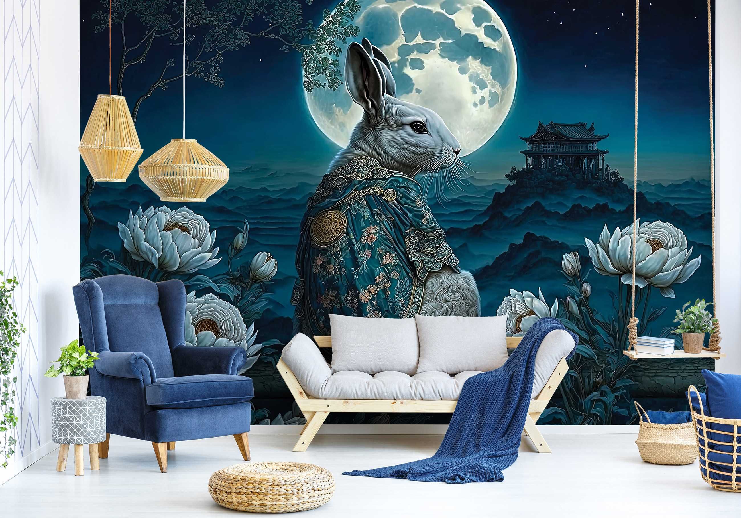 Fototapeta Sztuka Noc Zając Mistyka 3D Na Twój Własny Rozmiar + KLEJ