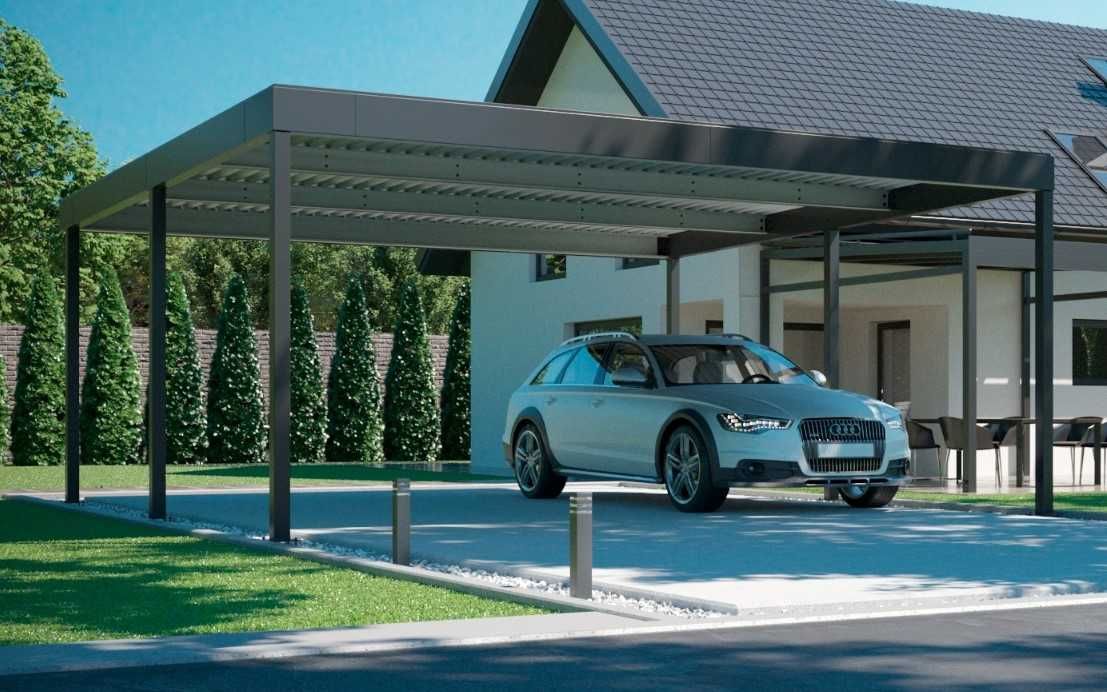 Carport 6x6, wiata samochodowa metalowa, nowoczesne wiaty garażowe