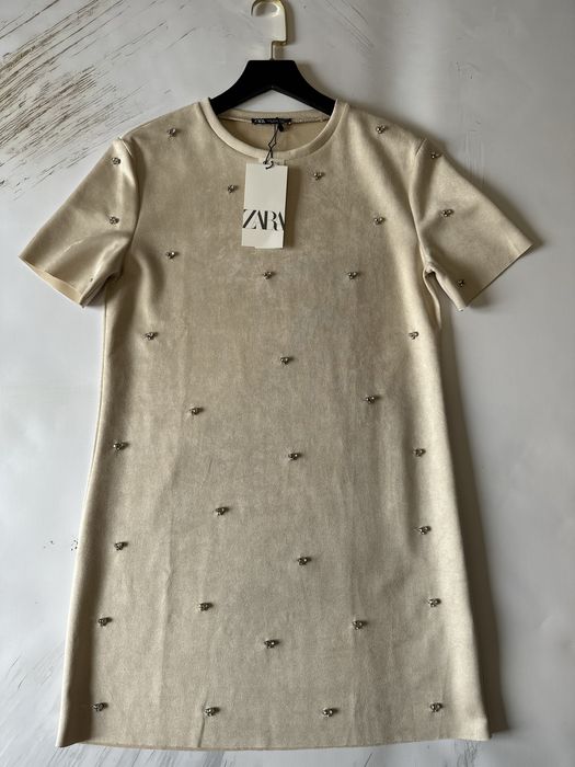 Замшева сукня з камінцями Zara