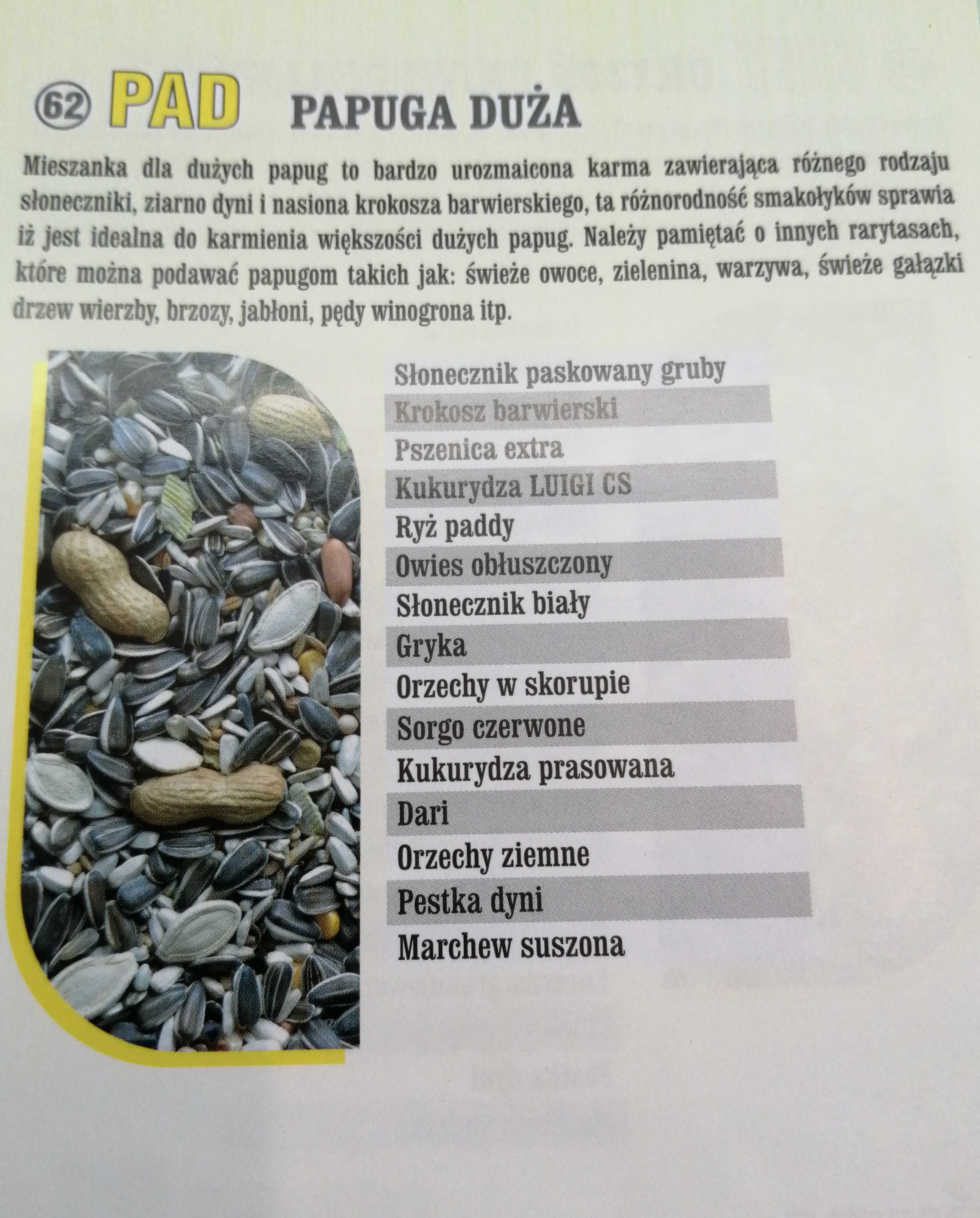 Mieszanka dla papugi dużej, karma pełnowartościowa, worek 10kg