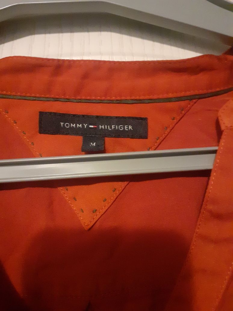 Bluzka koszulowa tommy hilfiger ceglasta tanio