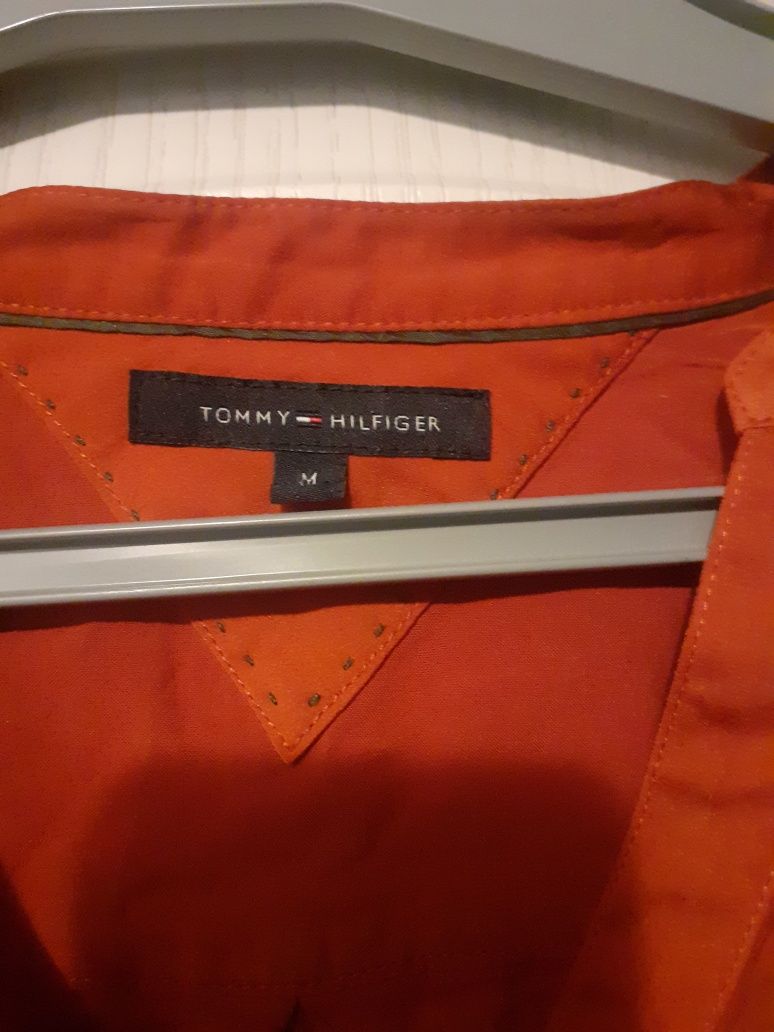 Bluzka koszulowa tommy hilfiger ceglasta tanio