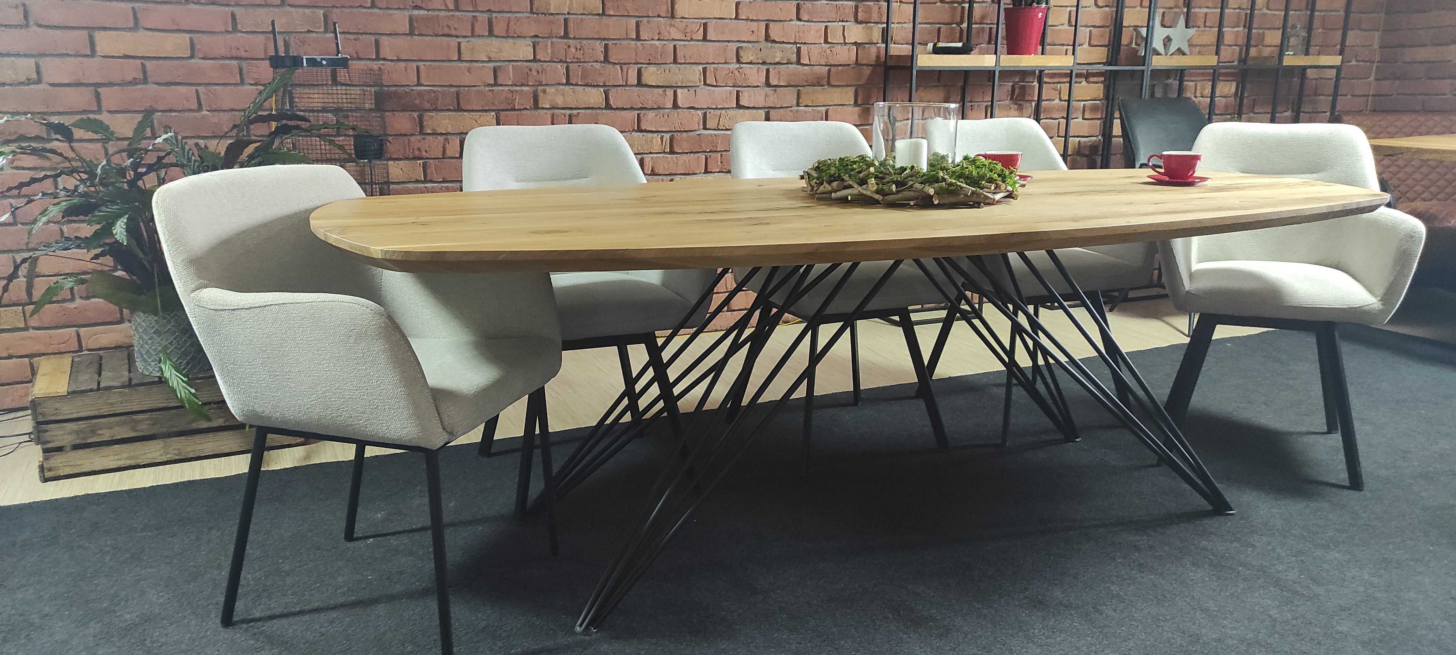 stół lity dąb owalny krawędź zacięta 240x100 producen dostępny od ręki