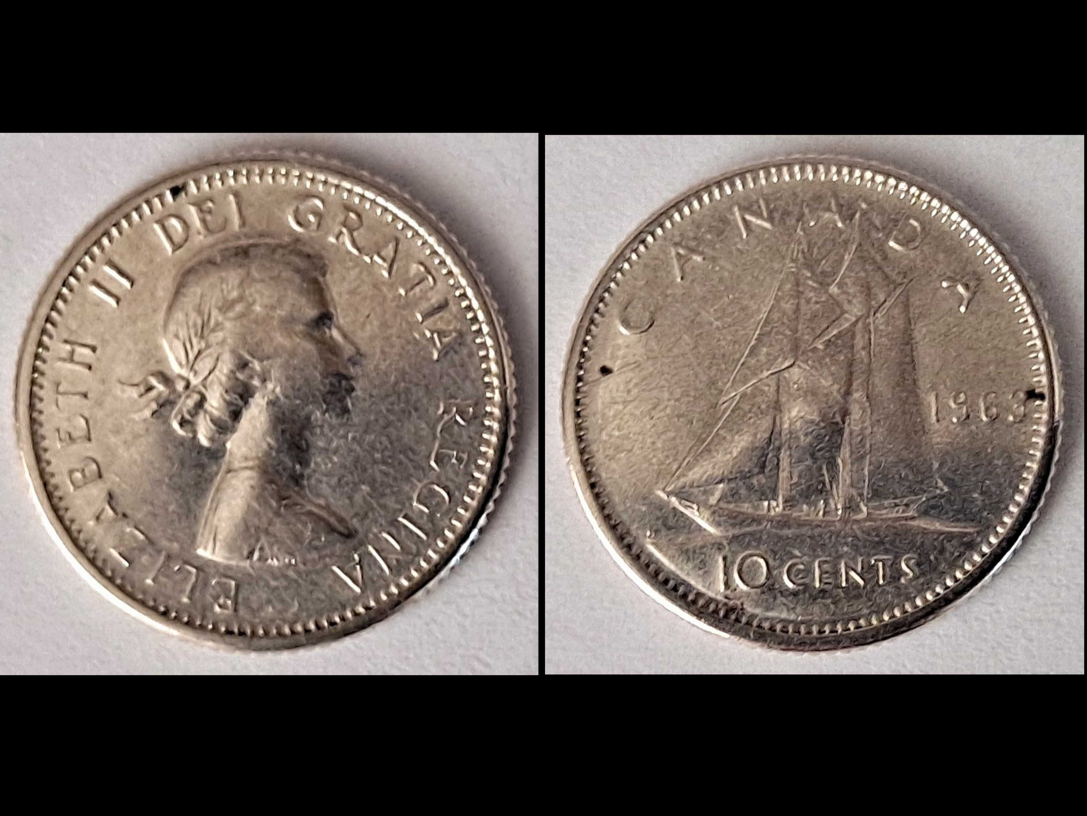 moneta - 10 centów - Kanada - Ag 800 - 1963 r.