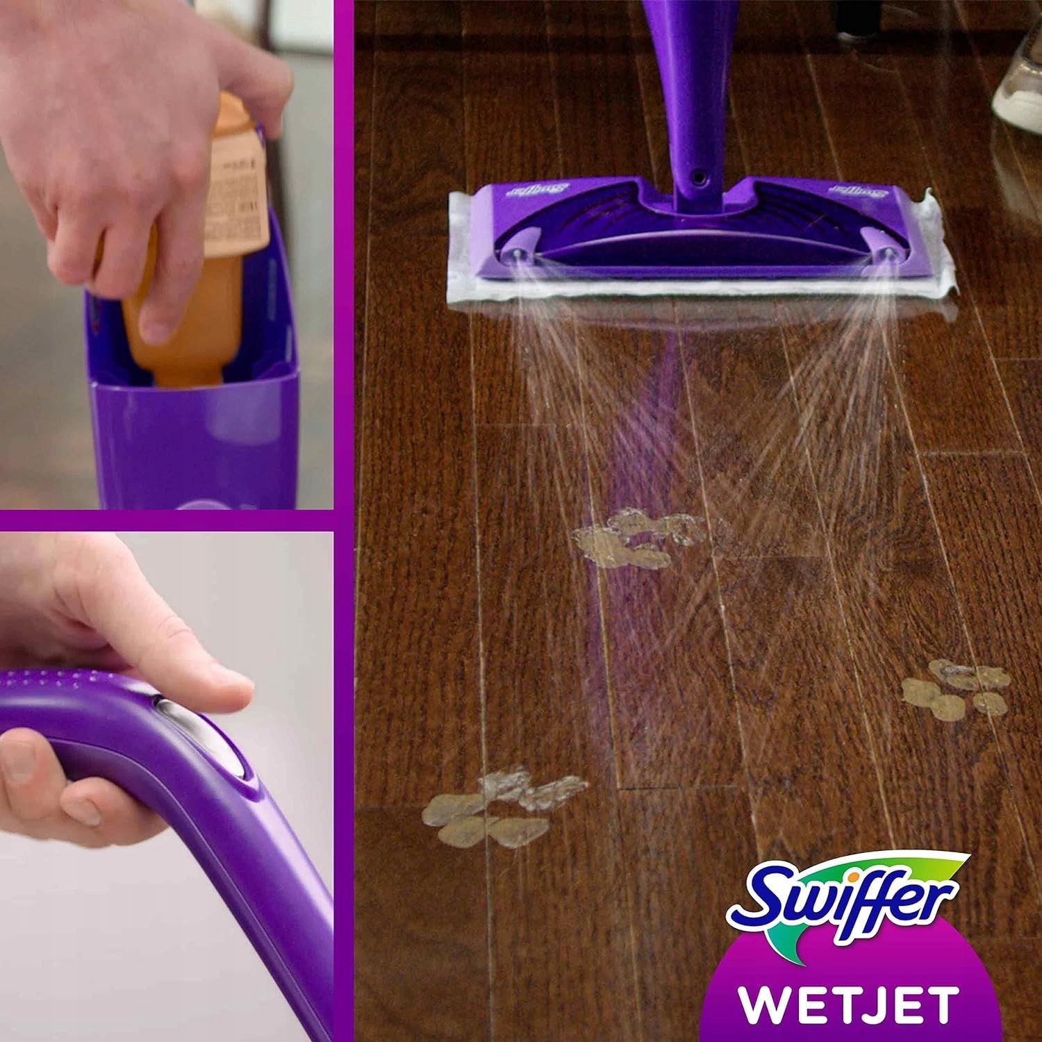 uszkodzony swiffer wetjet  +płyn do drewna opis