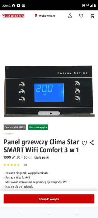 Panel grzewczy Clima Star Smart Wifi Komfort 3w1