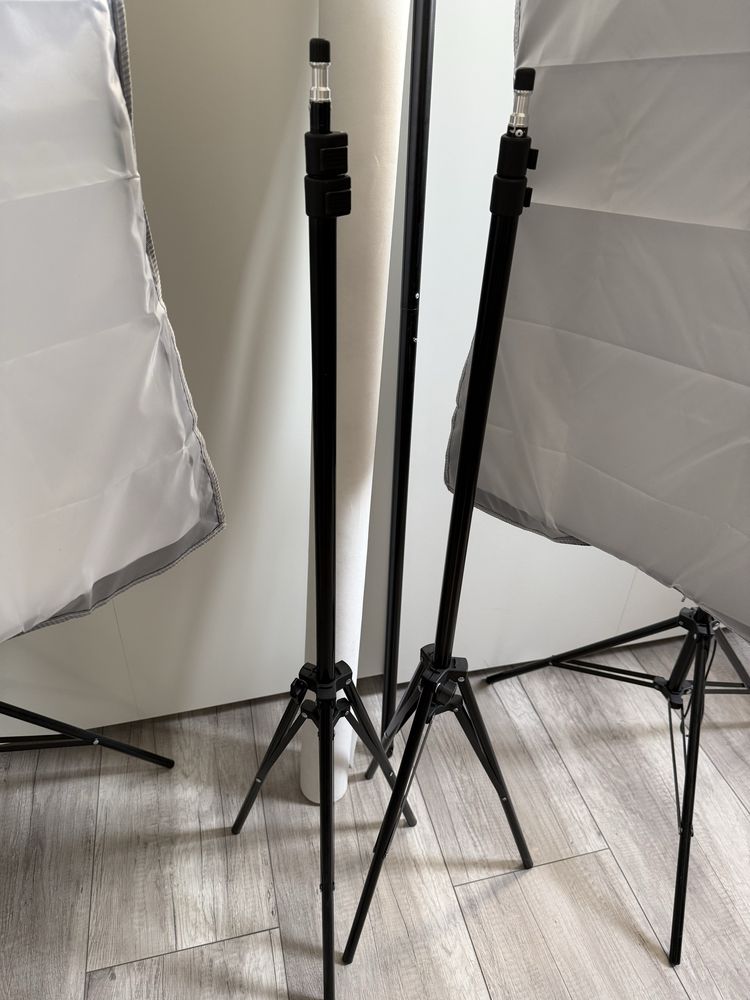 Zestaw studyjny 2x softbox 50x70 cm 800w białe tło 1,6x5 m do zdjęć
