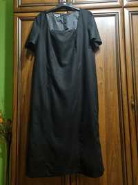 Elegancka czarna  sukienka zdobiona  rozmiar 50