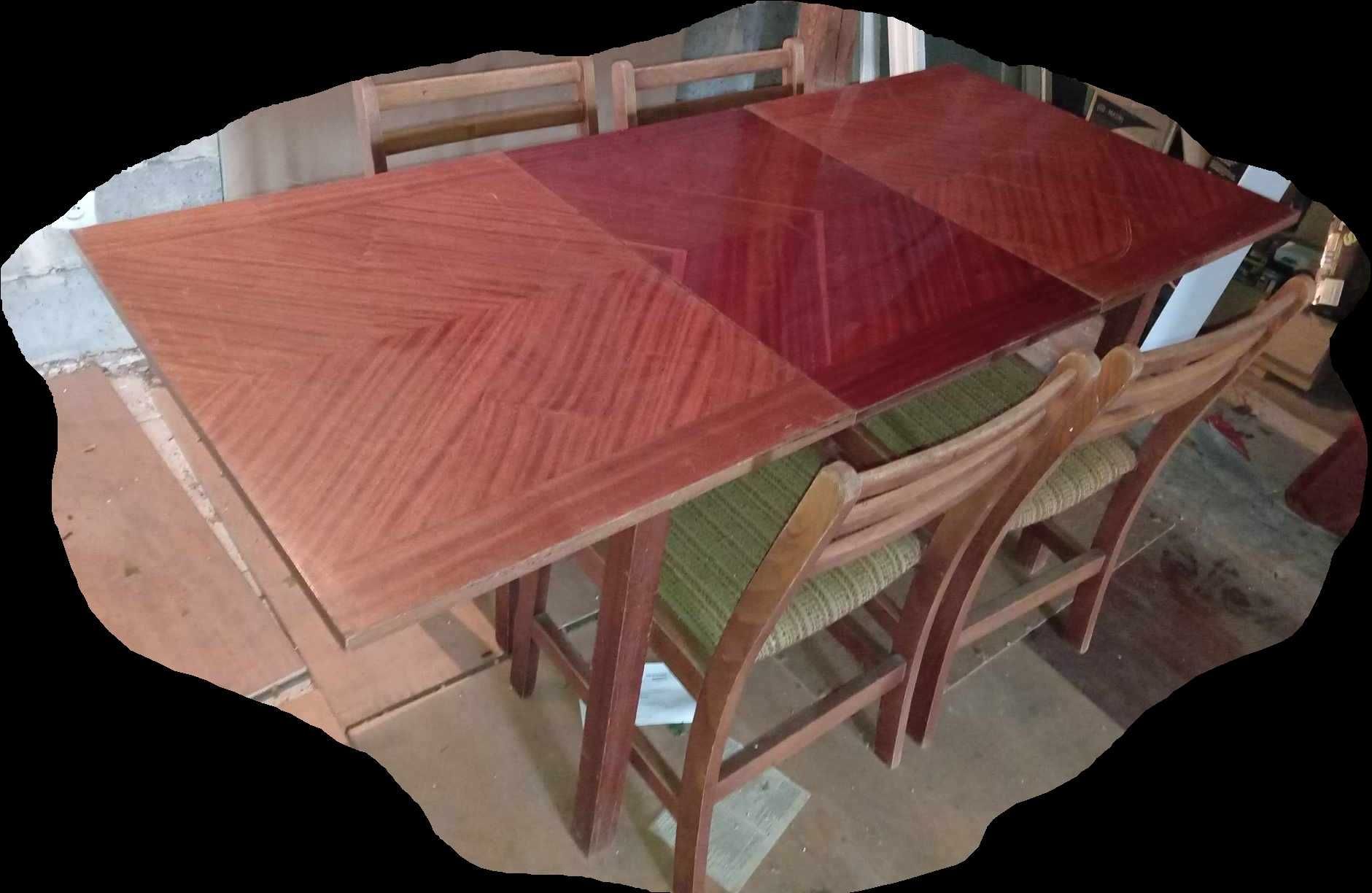 Komplet rozkładany stół wysoki połysk + 4 krzesła drewniane