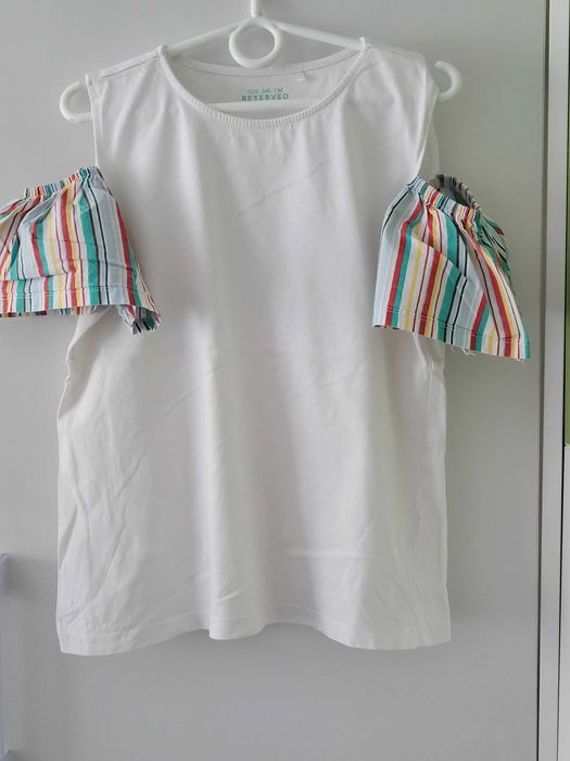 Bluzka Reserved 146 cold shoulders biała