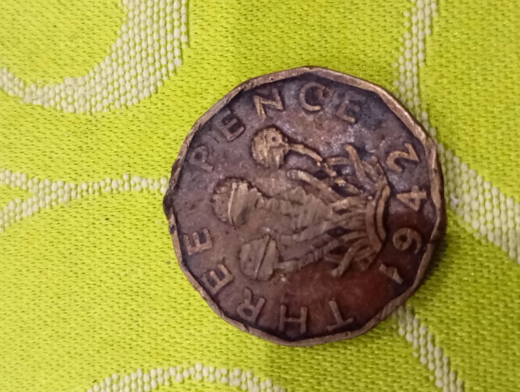 Grã-Bretanha 1943 Rei George Vi 3 Pence Moeda De Latão-níquel