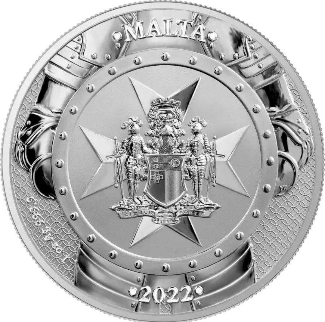 Срібна монета Мальта 5 євро Knights of the Past 2022  1 OZ