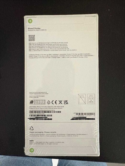 iPhone 17 Pro Max 2 TB Deep Blue Novo