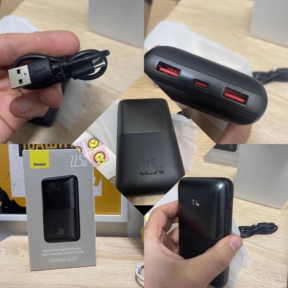 Power bank Baseus 20000 mAh Оригинал . 22.5W. Чорного кольору