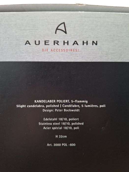 Duży świecznik stołowy AUERHAHN/WMF polerowana stal nierdzewna inox