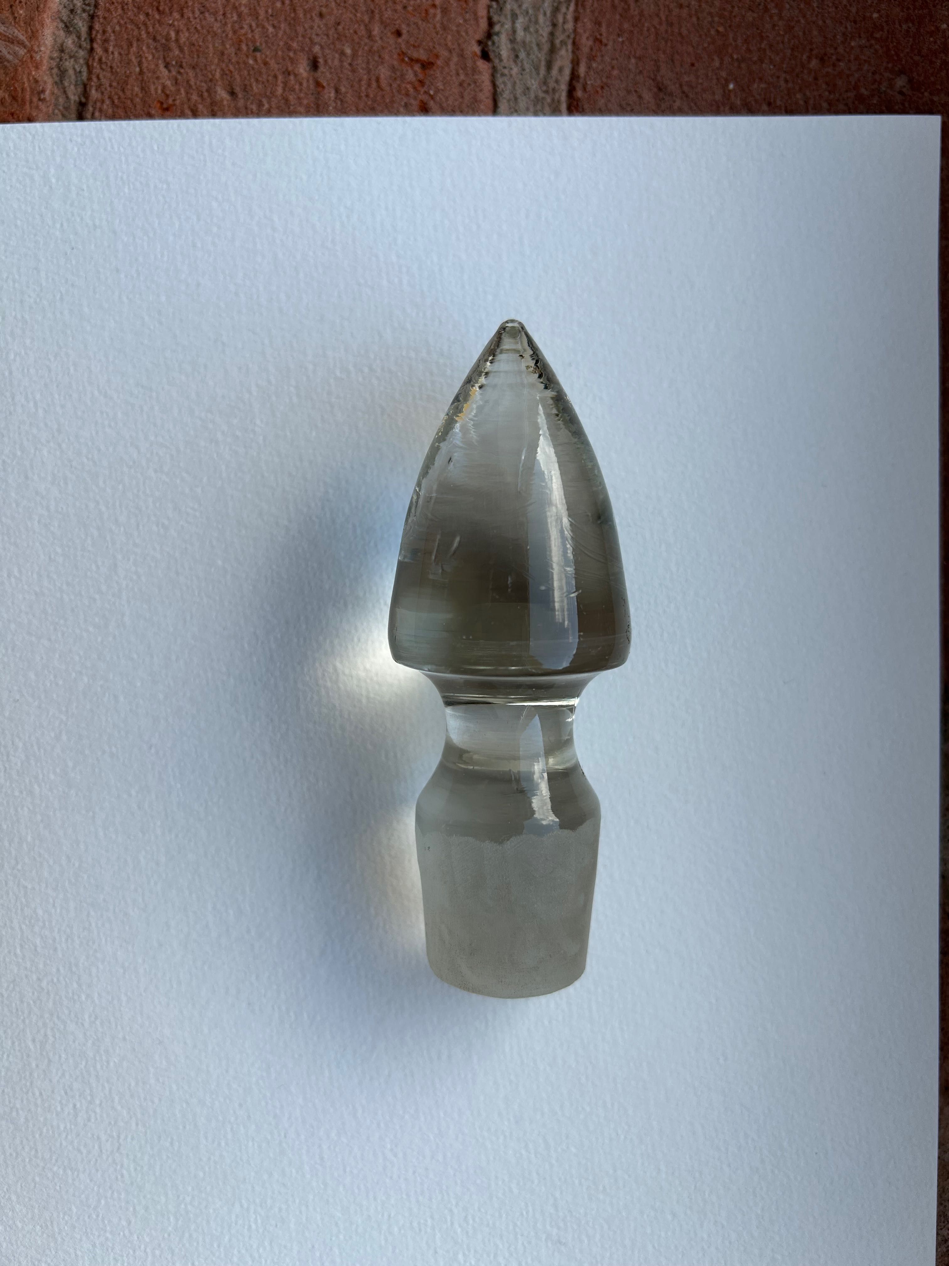 Korek do karafki długość 9 cm szkło/kryształ prl
