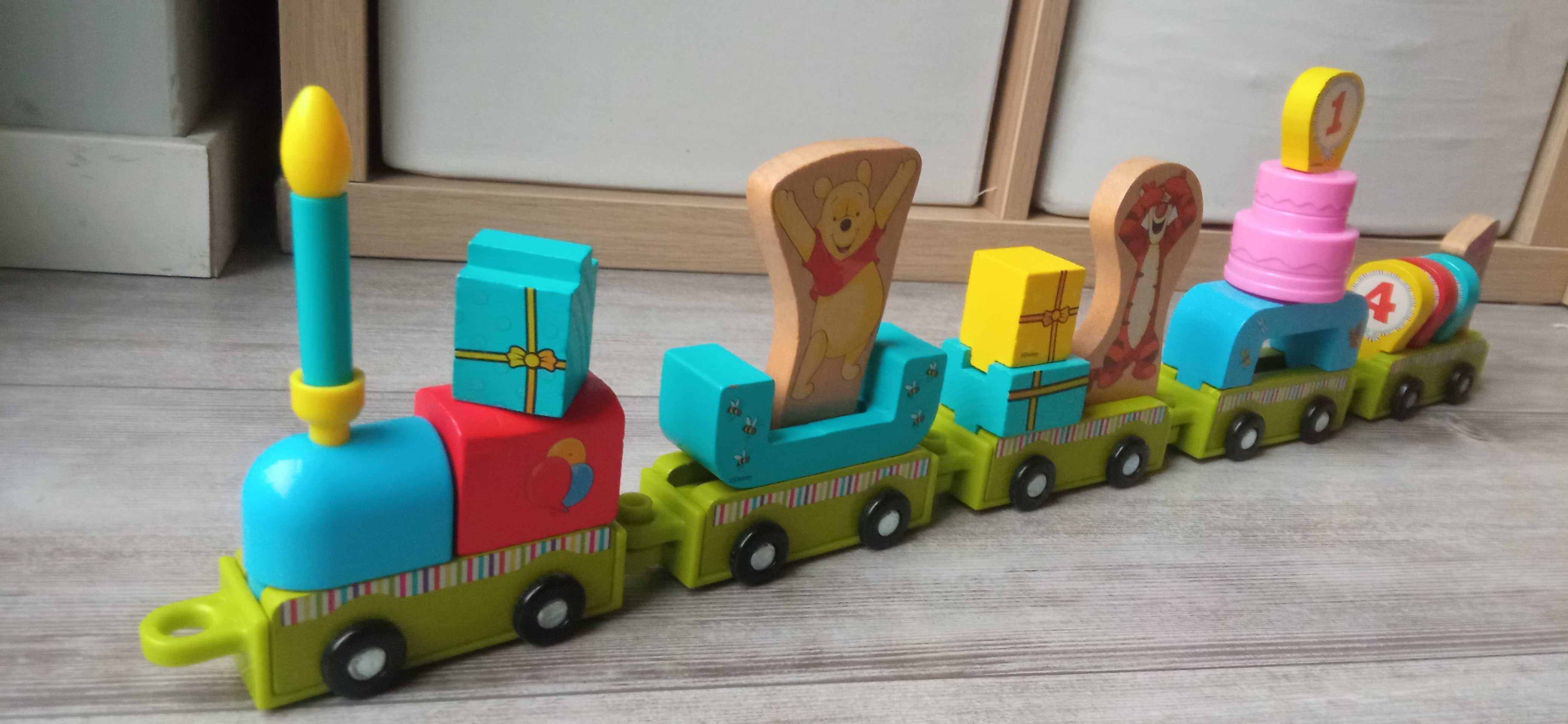 Drewniany pociąg urodzinowy Play Tive Junior Lidl Kubuś Puchatek
