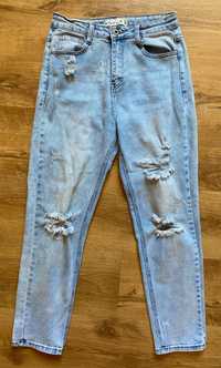 Jasne jeansy dżinsy vintage dziury przetarcia S 36 Denim Life