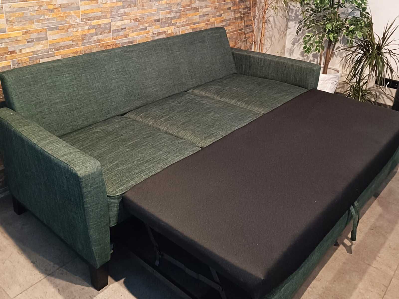 Sofa BERGEN 3 funkcja spania zielona JAK NOWA!