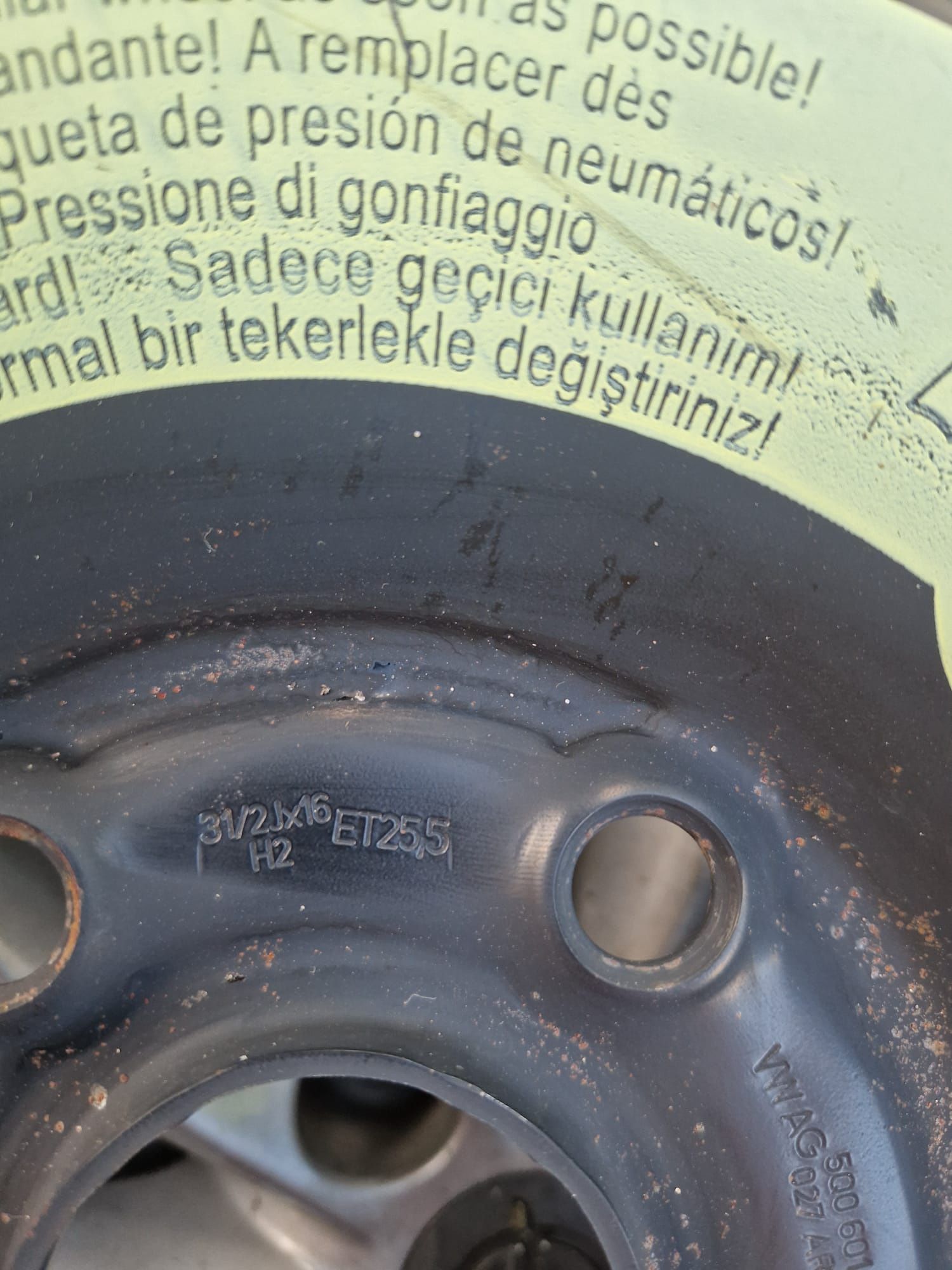 Koło dojazdowa 16 VW et 25 VW seat