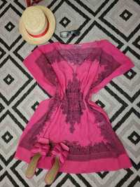 Парео на пляж zara туника накидка пляжная жіноча рожеве пляжна розовая