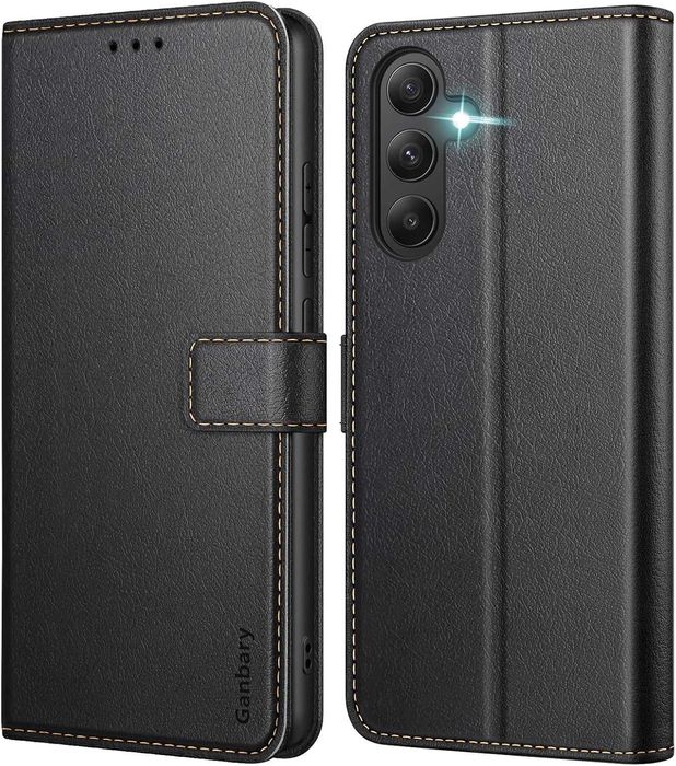 Etui z klapką do Samsung A55 5G czarny - skórzane etui