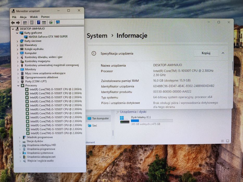 Komputer Gamingowy i5-10500,GTX 1660S, 16 GB, SSD, Win 11