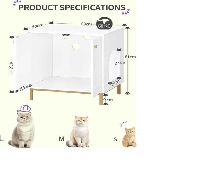 Szafka dla kota na kuwetę 50x60x61