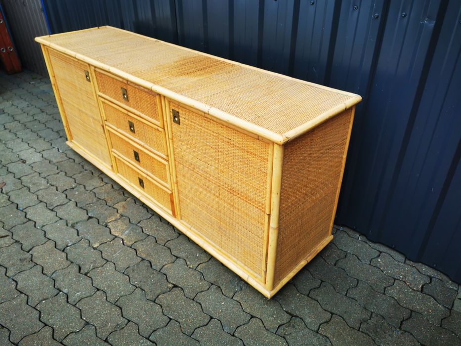 Duża szafka komoda z rattanu 182cm z Niemiec