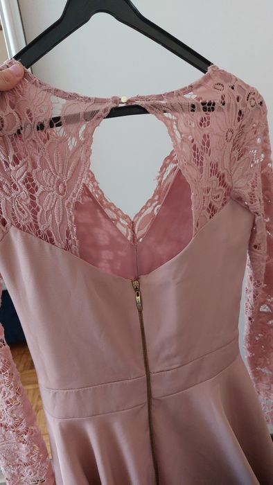 Suknia ślubna S.Moriss XS 34 pudrowy róż koronka długa