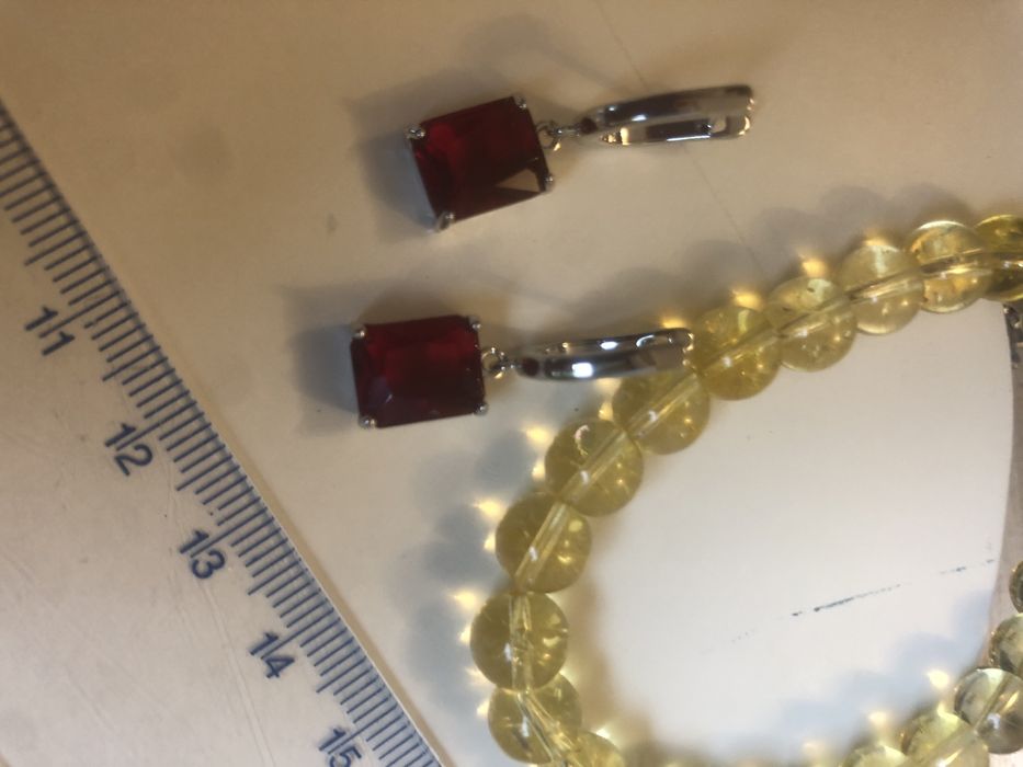 Kolczyki nano rubiny szlifu emerald 8mm x6