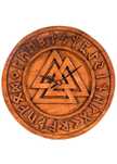 Wanduhr Valknut Aus Holz, Handgeschnitzt Bm