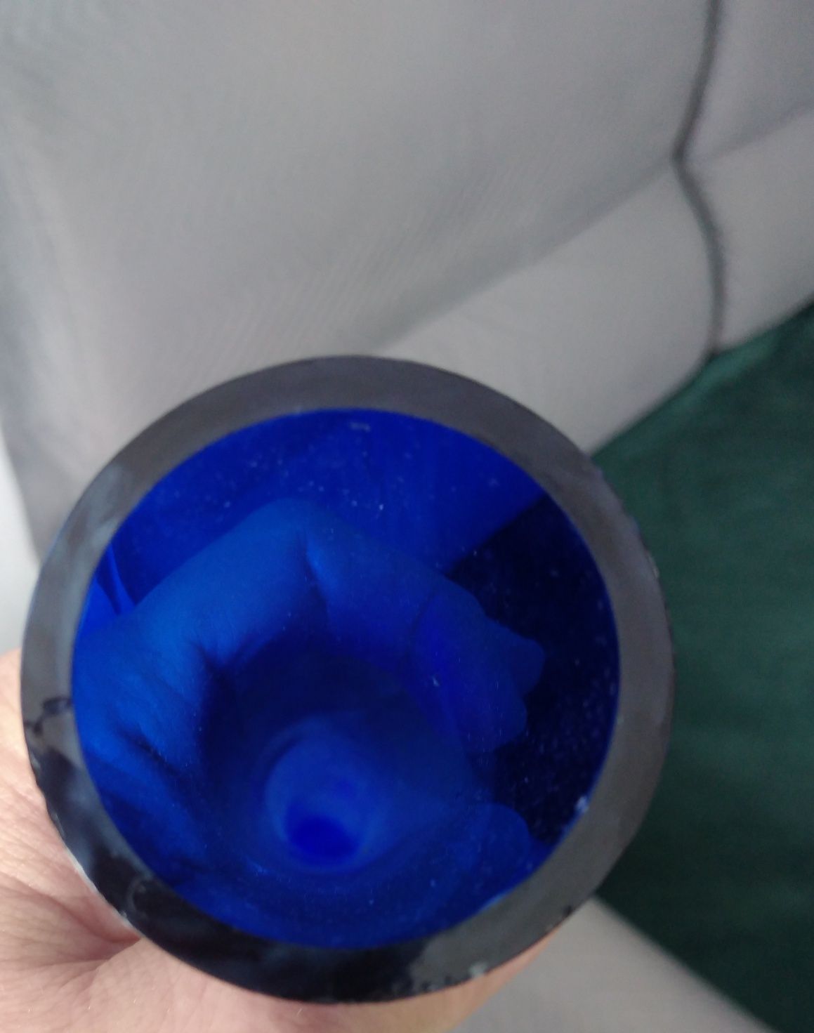 Długi, prosty, wazon kobaltowy. Niebieski.