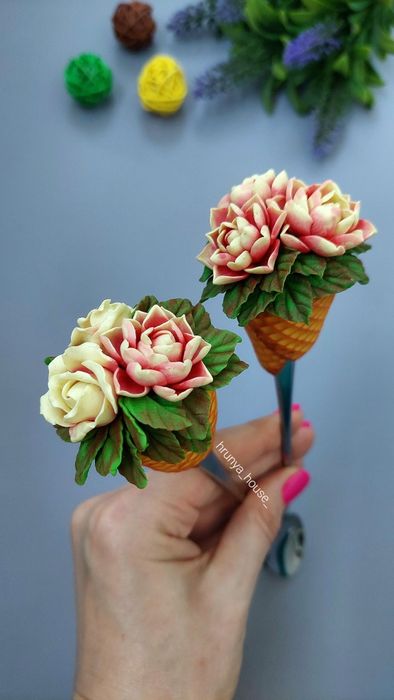 Ложка с декором из полимерной глины,декор на ложке,ложка с декором,