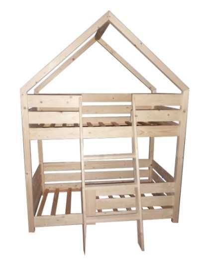 Łóżko Drewniane Piętrowe Domek 80x160