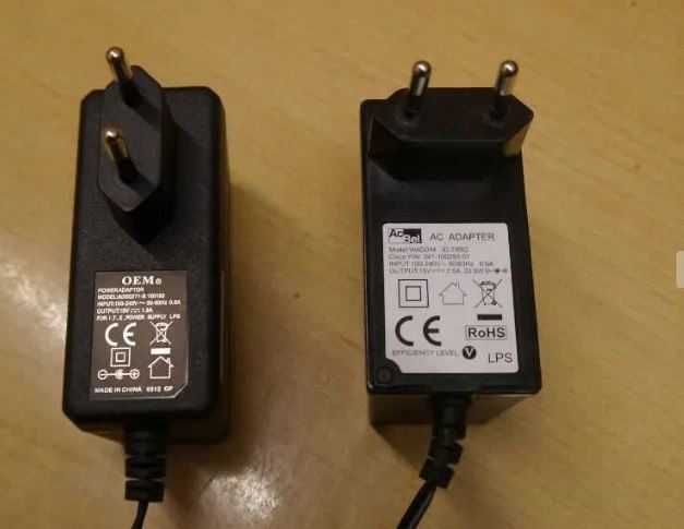 2x Zasilacz impulsowy 15V, 1.5A, 23W, wtyk: 4,8 x 1,7 mm