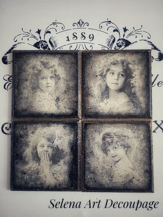 Ozdobne podstawki vintage shabby chic decoupage handmade rękodzieło