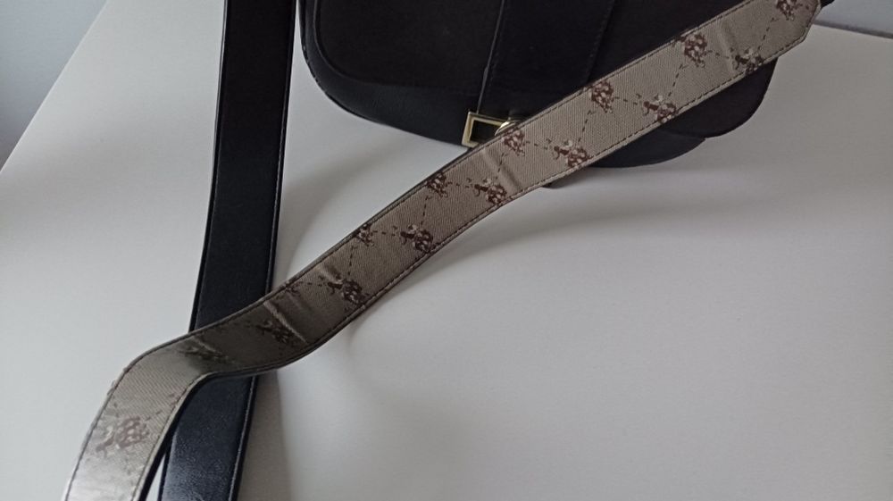 U.S. Polo. Assn czarna oryginalna torebka listonoszka na ramię szeroki