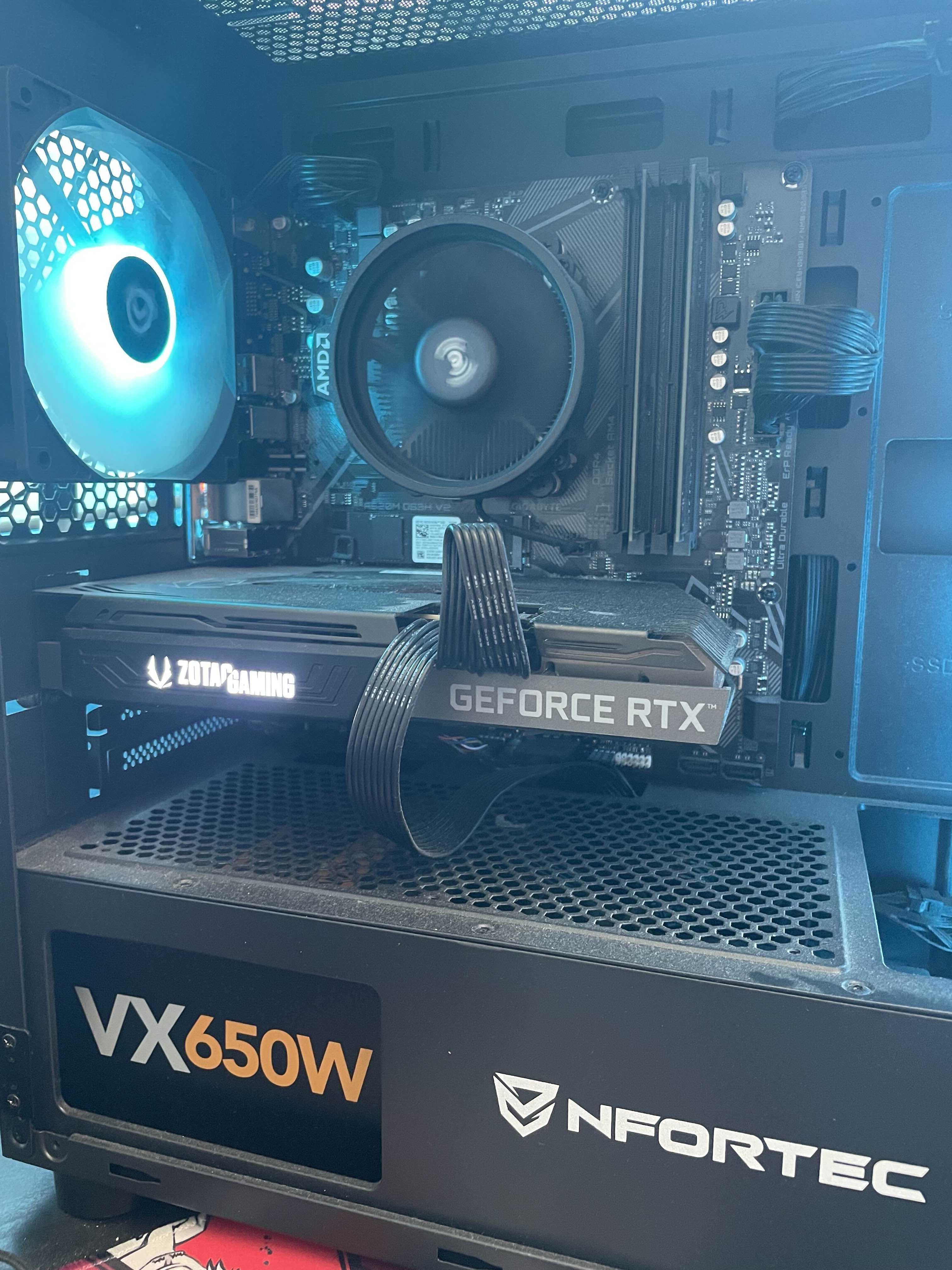 Setup Gaming Ryzen 5 5500 RTX 3070 com monitor e periféricos