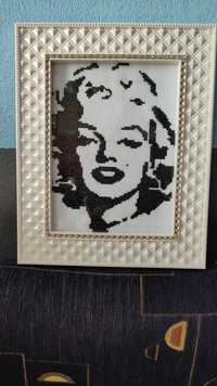 Obraz haftowany krzyżykiem Hand made  Marilyn Monroe