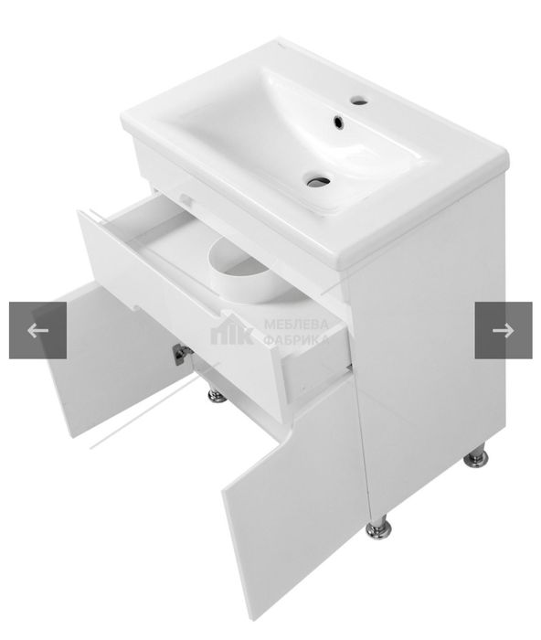 Тумба для ванної кімнати Сіметрі 70 білий тандем з умивальником КОМО 7