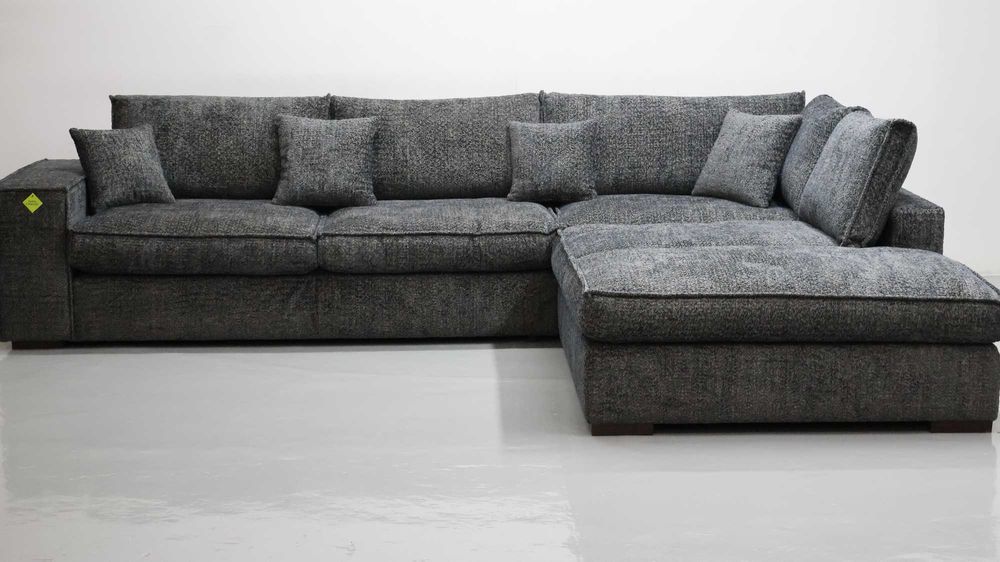 TDi NOWOCZESNY NAROŻNIK -KANAPA ciemna tkanina kształt sofa ROGÓWKA