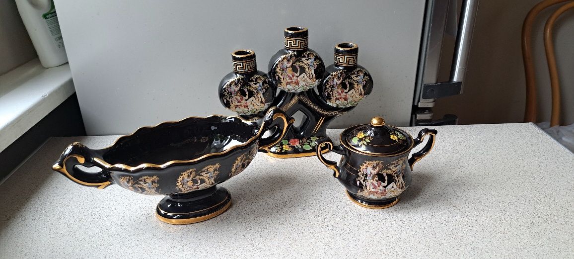 Porcelana grecka  Agora hand made czarno- złota