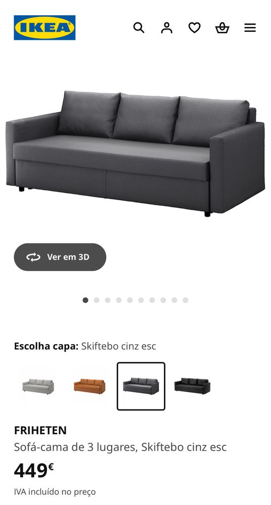 Sofá-cama Ikea 3 lugares