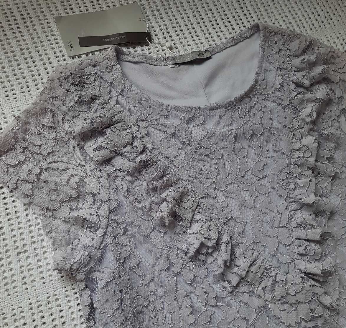 Zara Nowa lawendowa koronkowa pudrowa liliowa sukienka S/M M S/M