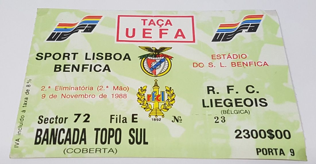 Bilhete Benfica /Liegois