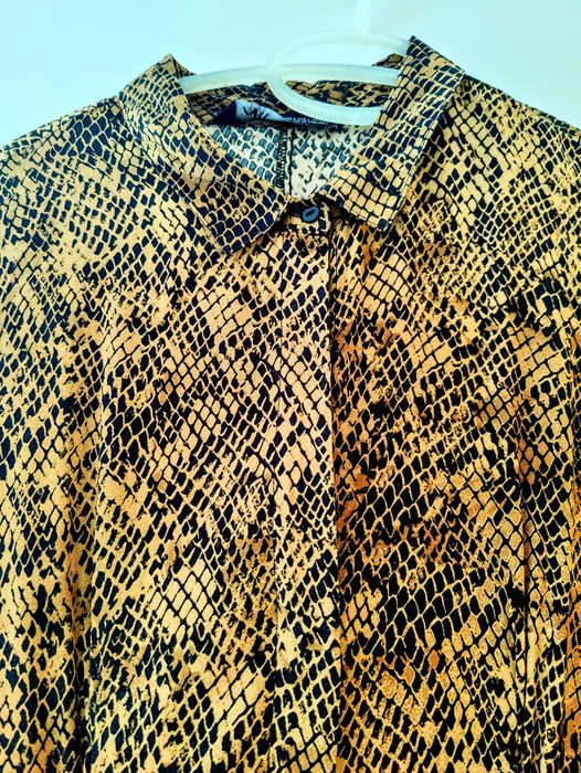 Vestido comprido camiseiro, padrão animal, Zara