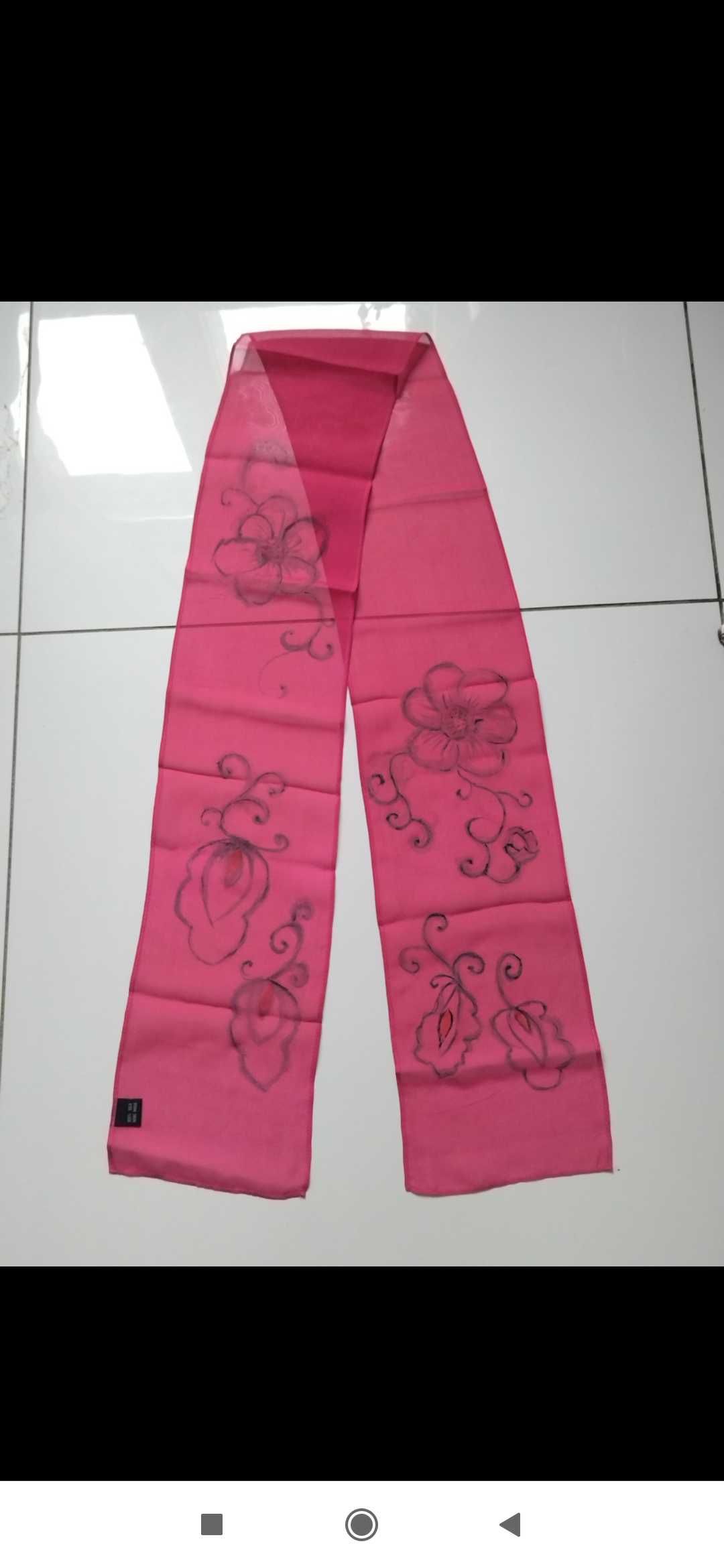 Szalik malowany ręcznie wzór 100% Jedwab Silk Soie Seide