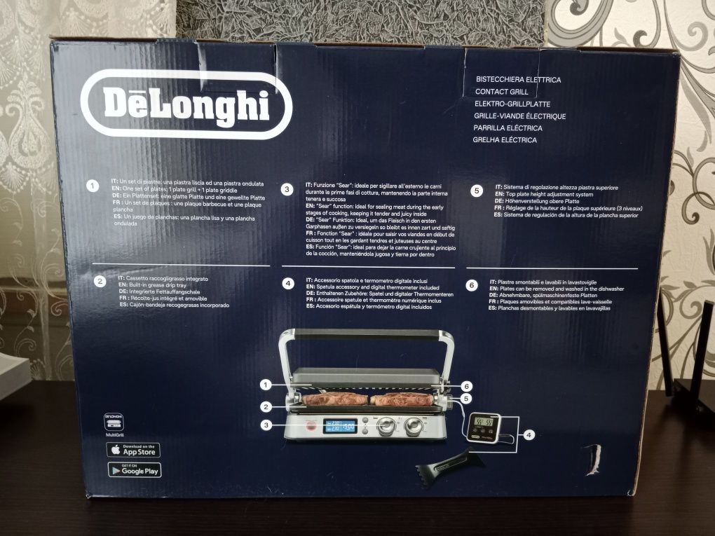 Гриль Delonghi CGH1012.SP + термощуп MultiGrill Pro