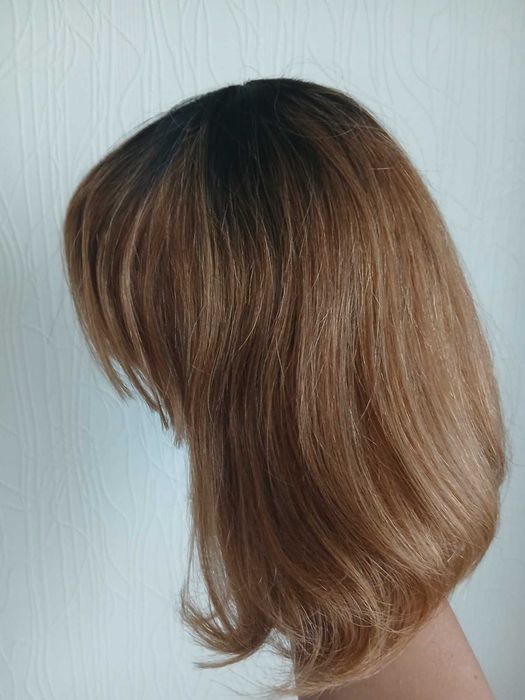 Перука з натурального волосся парик натуральные волосы 30, 28см амбре